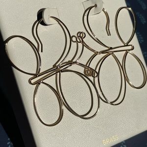 🦋 Trendy Brass Butterfly Wire Earrings